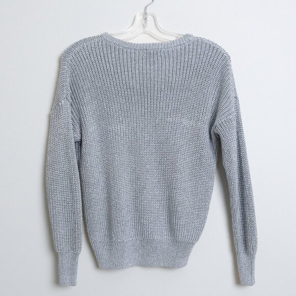 American Apparel Metallic Cable Knit Sweater Silver XS - Picture 2 of 11